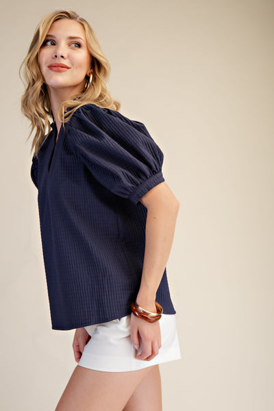 Lily Ruffle V-Neck Puff Sleeve Top