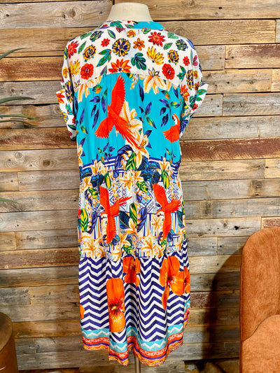 Rio Silk Viscose Cap Sleeve Dress