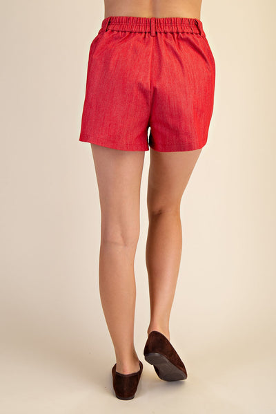 Tilly High Waist Shorts-RED