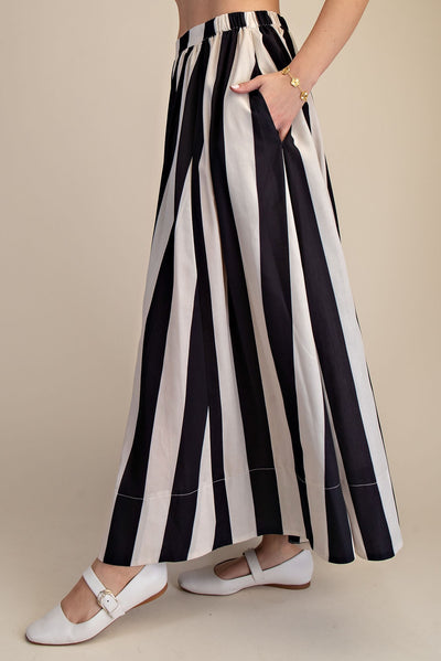 Maze Stripe Flare Maxi Skirt