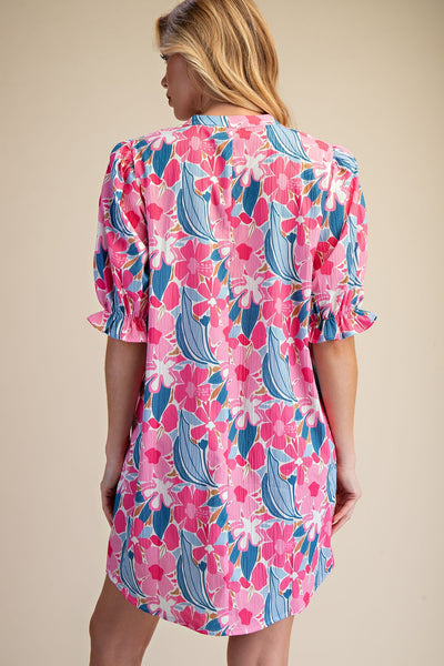 Bailey Puff Sleeve Floral Pattern Mini Dress