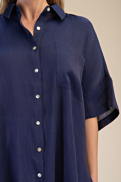 Shelli Oversize Collar Button Up Top