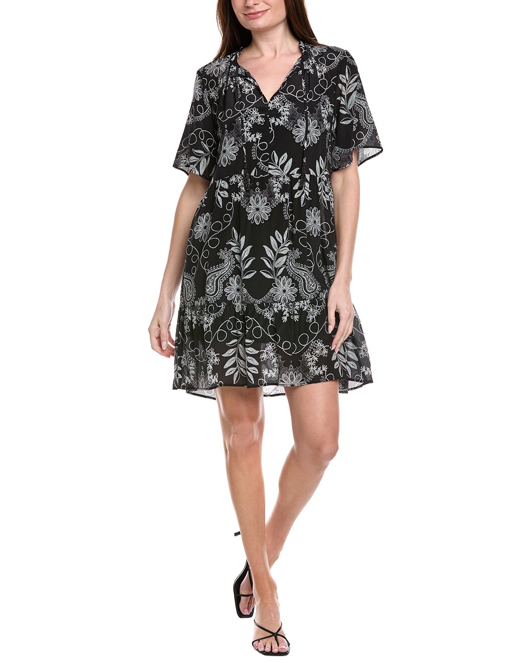 Johnny Was Flutter Sleeve Tiered Dress - Marana