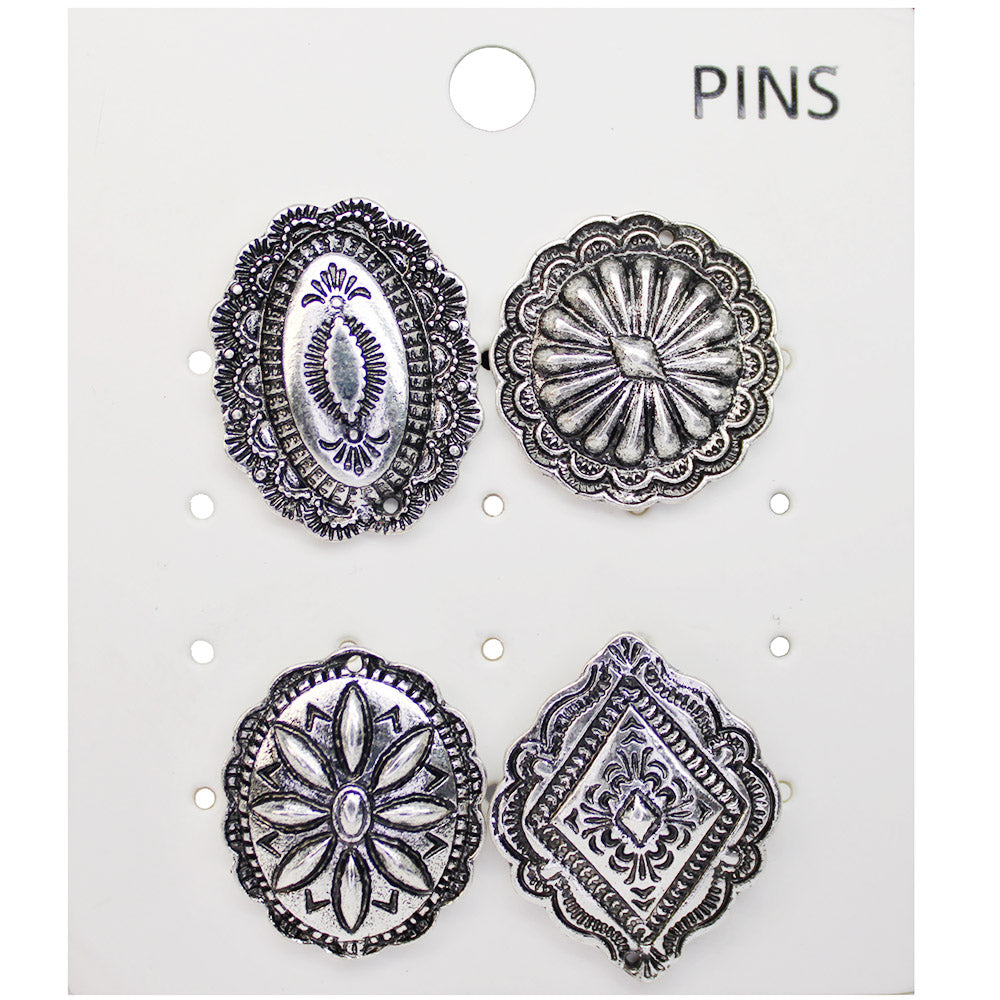 Lola Fashion Set of 4 Silver Concho Pins