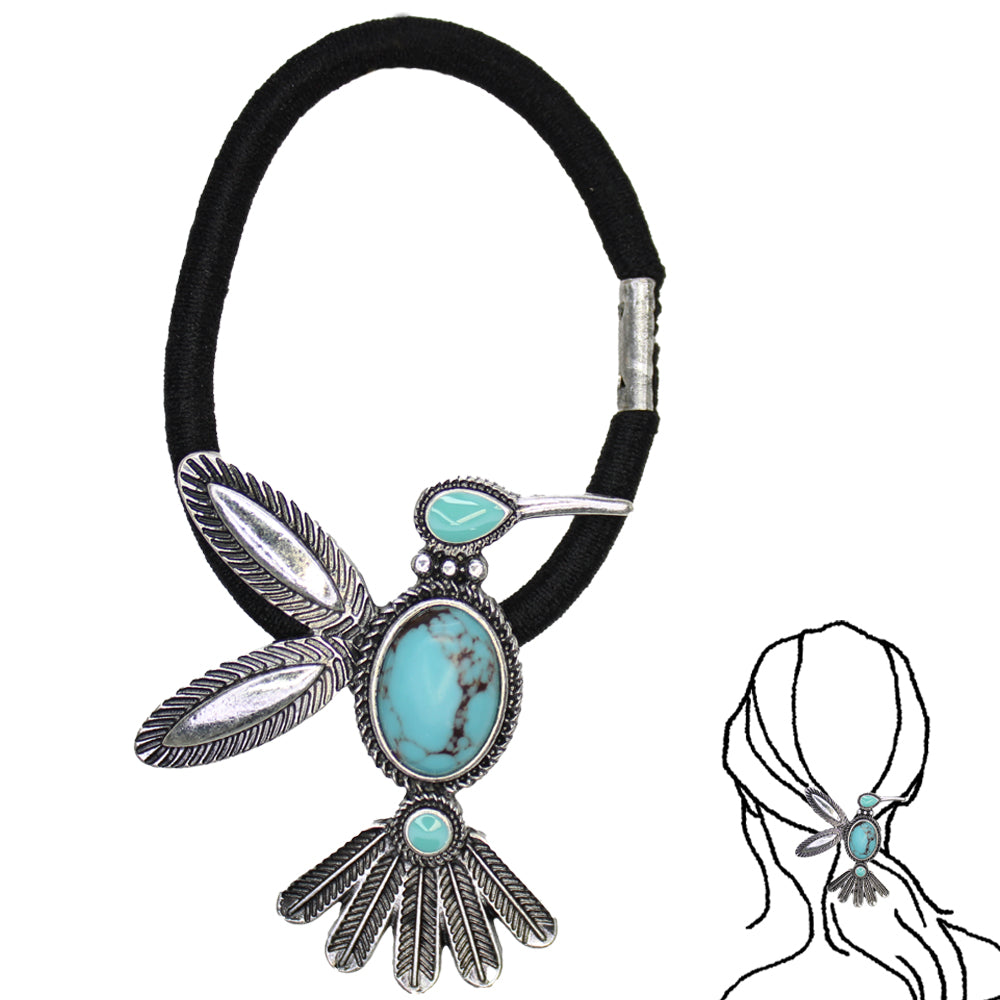 Feather Fashion Hair Tie - Turquoise