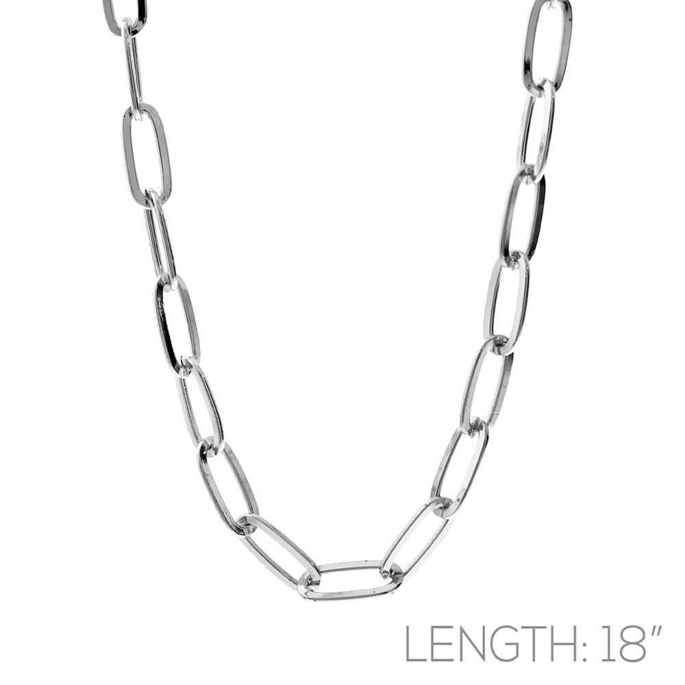 18mm Fashion Paperclip Necklace - Silver