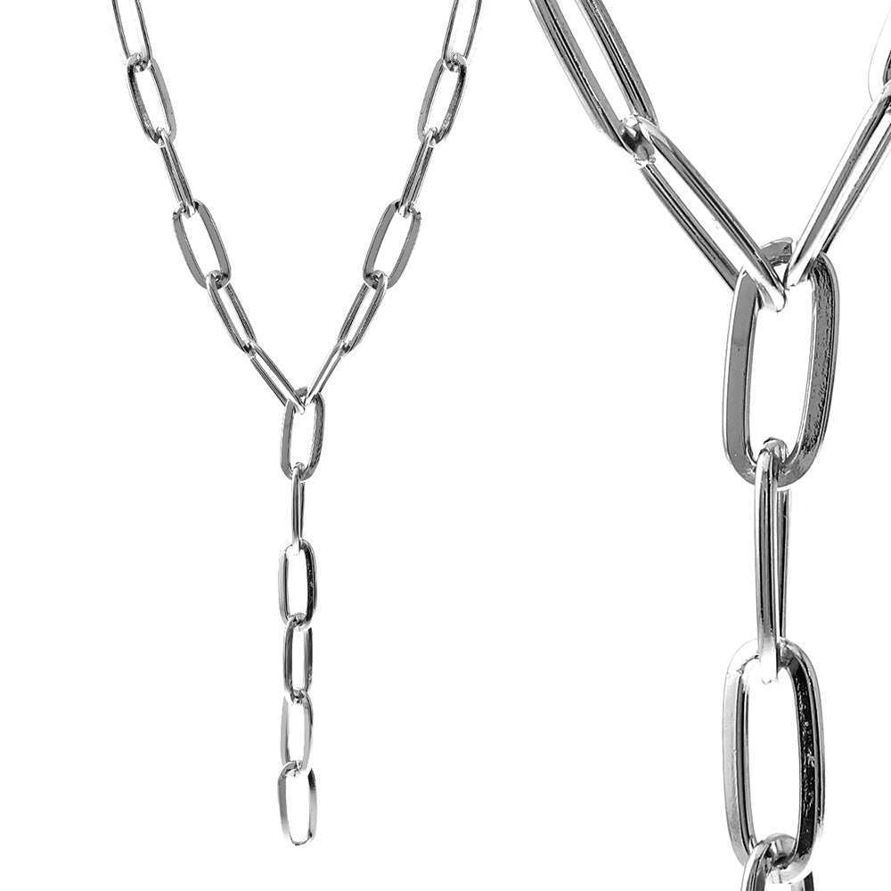 Fashion Y Paperclip Necklace - Silver