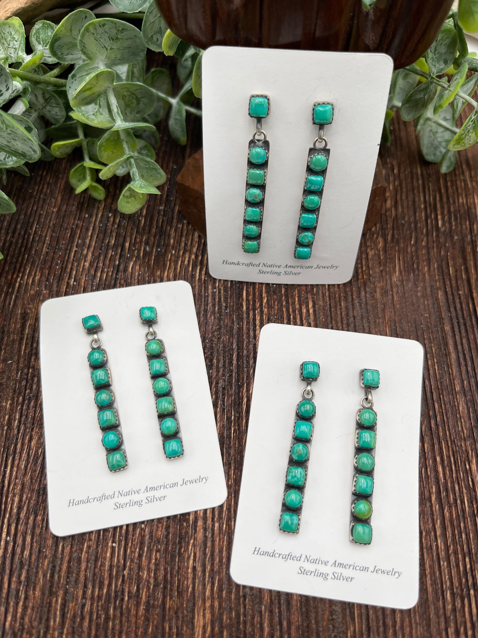 Line It Up Emerald Valley Turquoise Sterling Earrings - 2"