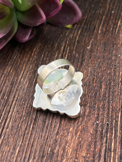 Coder Sterling Onyx 9 Stone Ring - size 8