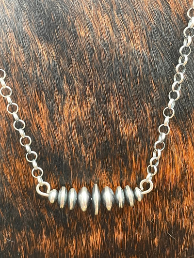 Oasis Link Chain With 9 Varied Navajo Center Saucers - Silver