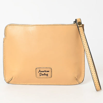 Tooled Leather Wristlet Handbag