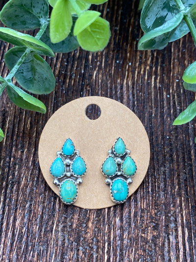 Lindsay 4 Stone Post Earrings - Turquoise
