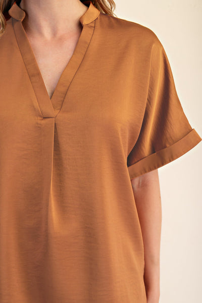 Jenny V Neck Cuff Sleeve Top