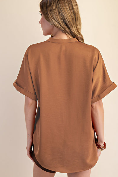 Jenny V Neck Cuff Sleeve Top
