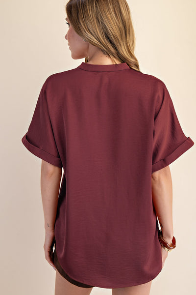 Jenny V Neck Cuff Sleeve Top