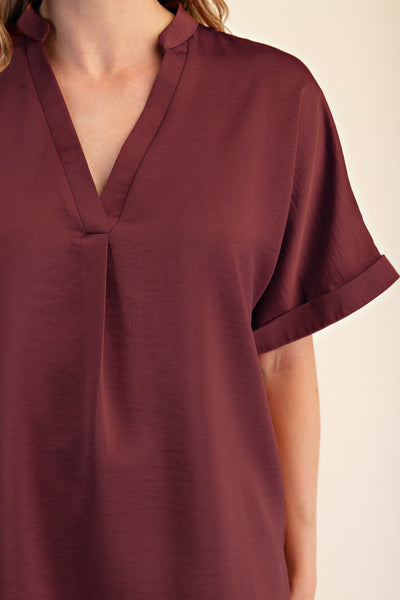 Jenny V Neck Cuff Sleeve Top