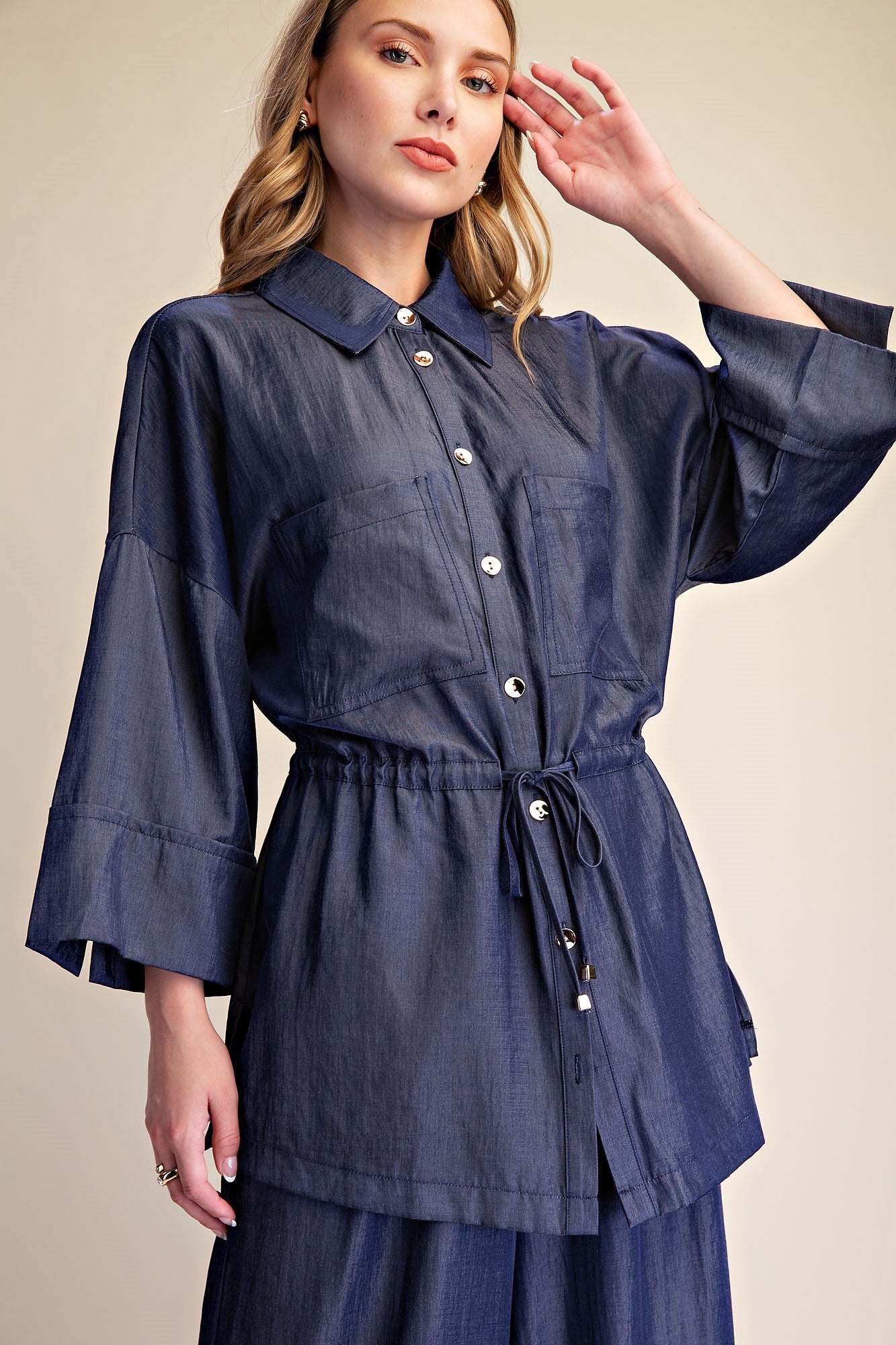 Sheila Waist Tie Button Down Shirt