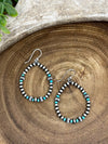 Brittanica Navajo 4mm Hoop Earrings With Turquoise & Stamped Beads - 2.25"