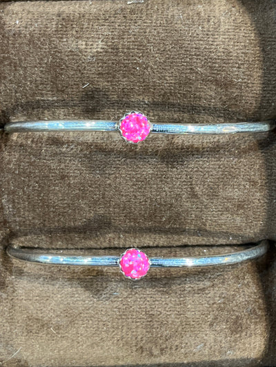 Nantuck Fire Opal Single Stone Slim Sterling Cuff