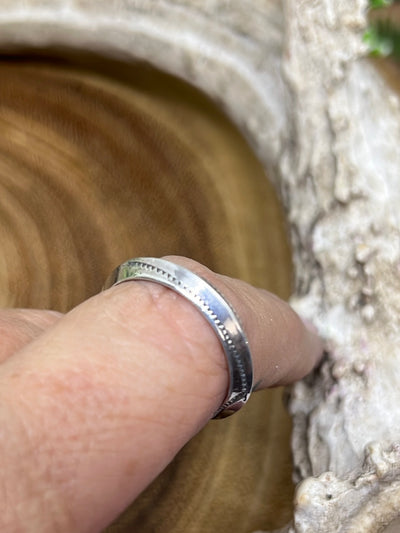 Jolee Stamped Silver Stacker Ring