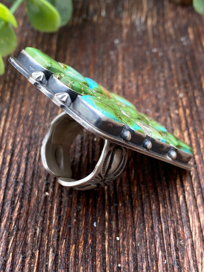 Oster Sonoran Gold Rectangle Block Cluster Ring - Adjustable