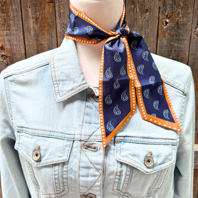 Navy and Rust Western Skinny Mini Wild Rag Scarf / Cowgirl Necktie #TW107
