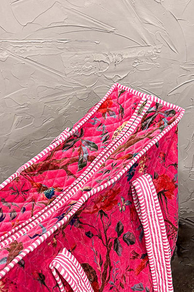 Botanical Velvet Quilted Tote Bag