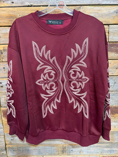 Aztec Embroidered Long Sleeve Sweatshirt