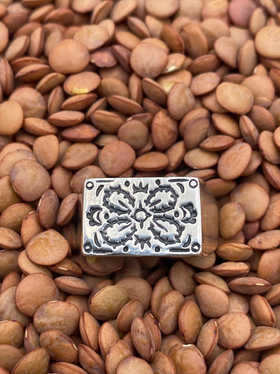 Holly Stamped Sterling Flat Top Ring - Size 9