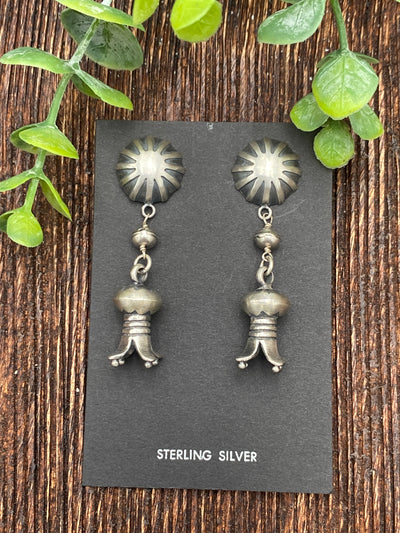 Edele Sterling Concho Bead Flute Blossom Earrings