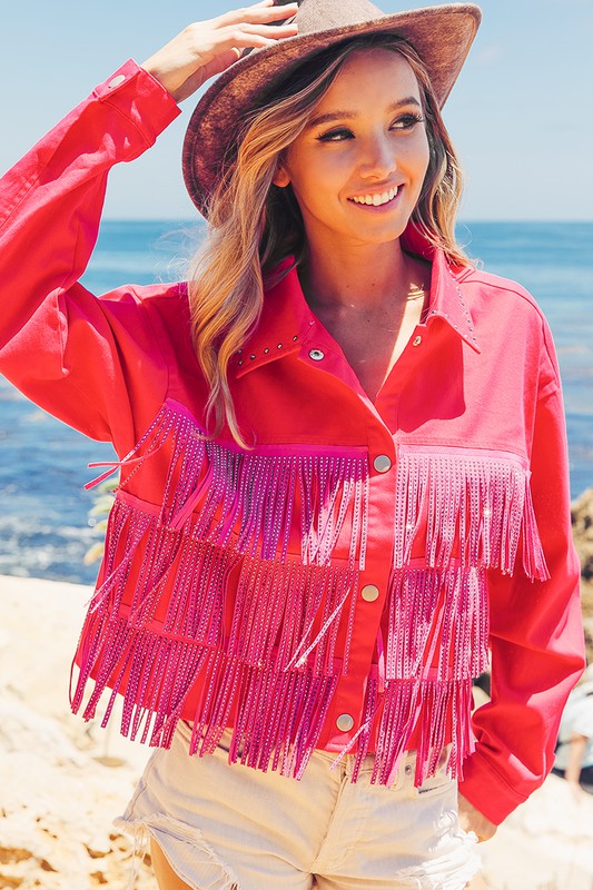 Rhinestone Fringe Studded Jacket