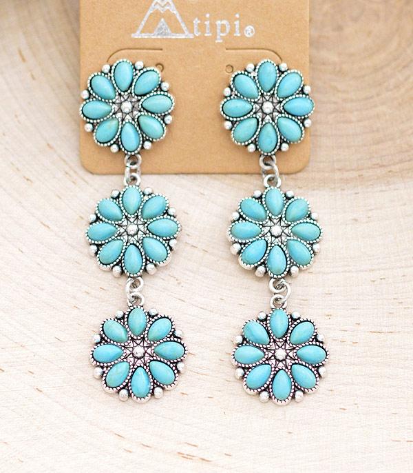 Phoenix Triple Link Flower Post Earrings