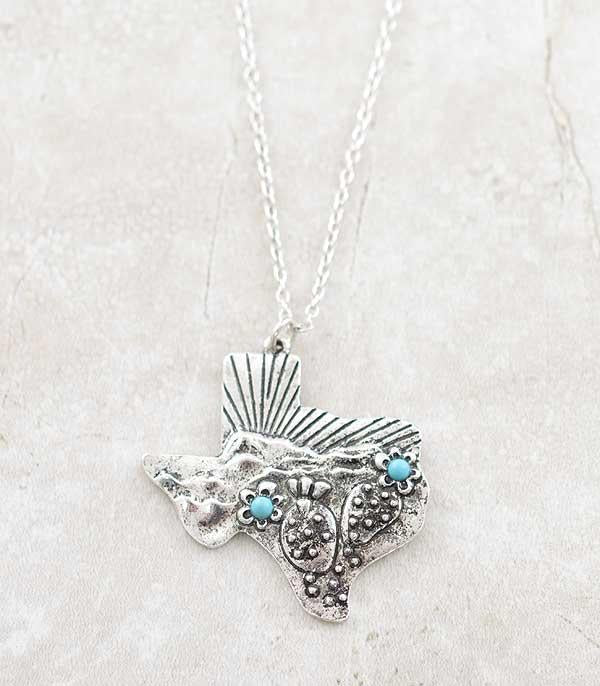 silver Texas with turquoise accents on a white background