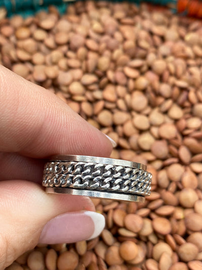 Clayton Double Rope 9mm Sterling Spinner Ring - Size 11