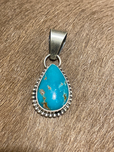 Grifton Sterling Bead Framed Turquoise Pendant