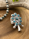 Meister Silver, Copper & Turquoise Flute Blossom Necklace, Earrings & Ring