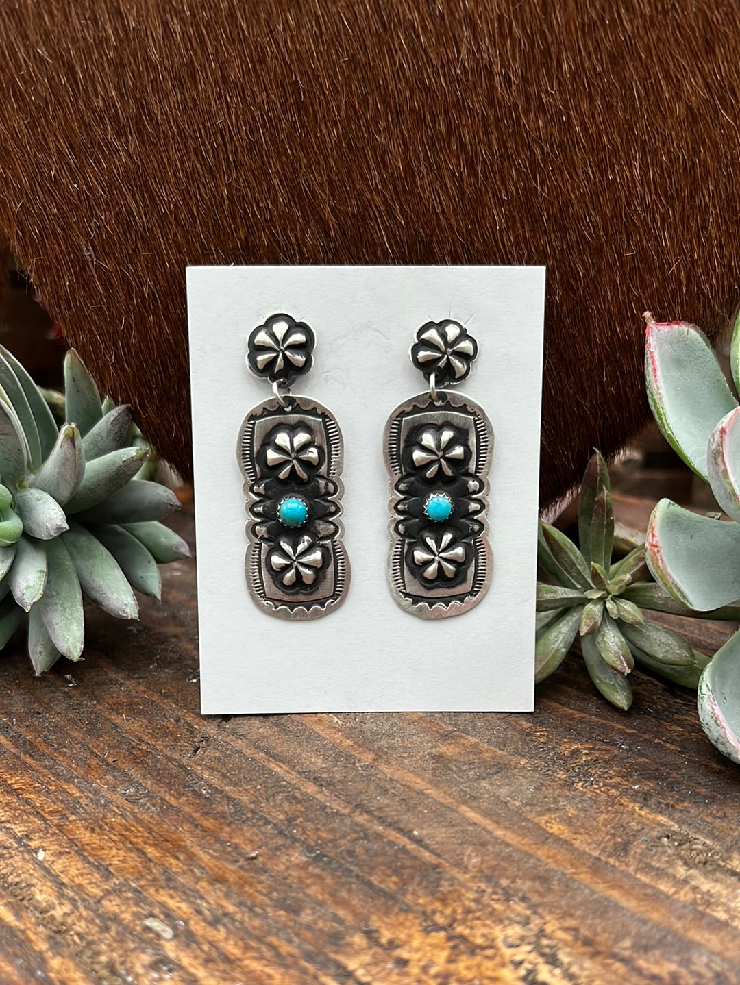 Codi Sterling Silver & Turquoise Concho Earrings
