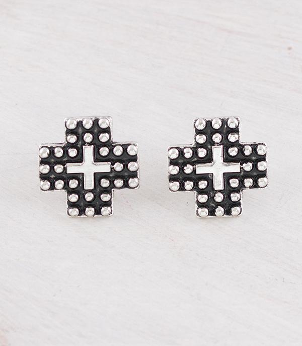 Wallen Fashion Studded Cross Earrings