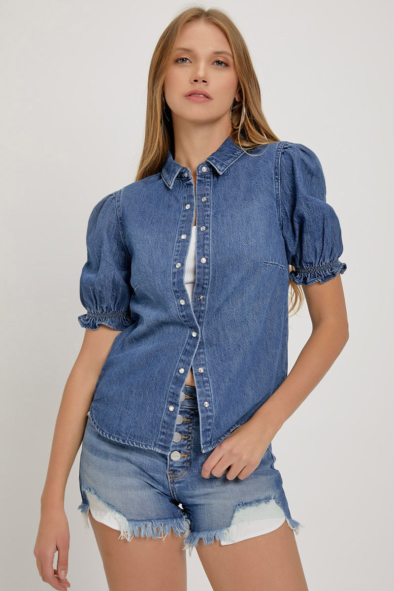 Risen Puff Sleeved Button Up Blouse