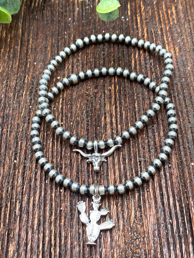 Lacey Western 4mm Sterling Navajo Charm Bracelet