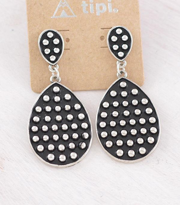 Liza Fashion Silver Studded Teardrop Post Earrings