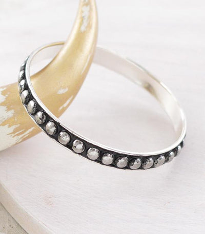 Delois Silver Studded Bangle Bracelet