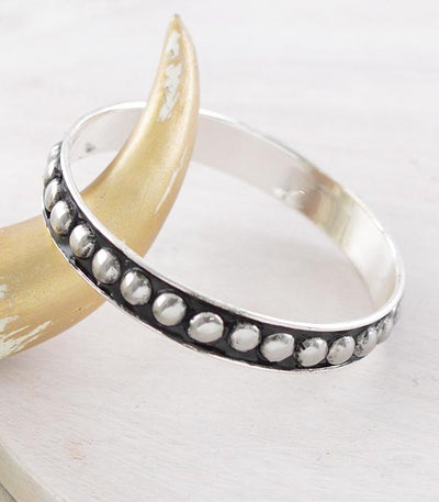 Delois Silver Studded Bangle Bracelet