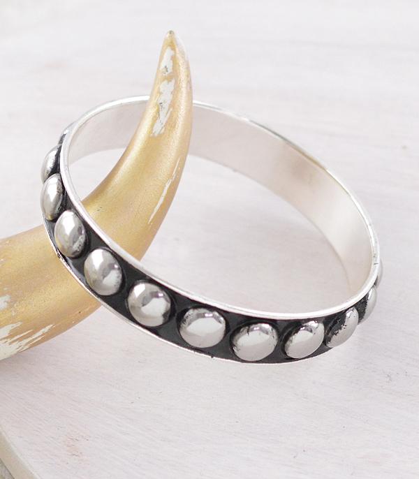 Delois Silver Studded Bangle Bracelet