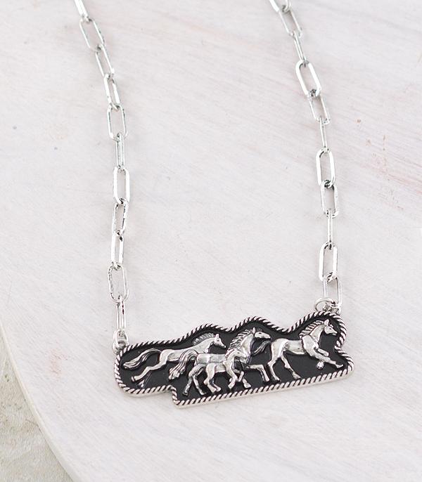 Like the Wind Running Horses Fashion Necklace - 18"