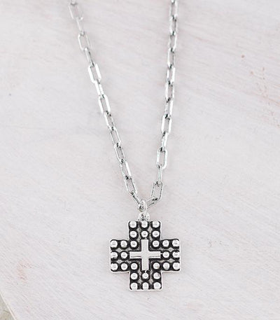 Wallen Fashion Studded Cross Necklace - 18"