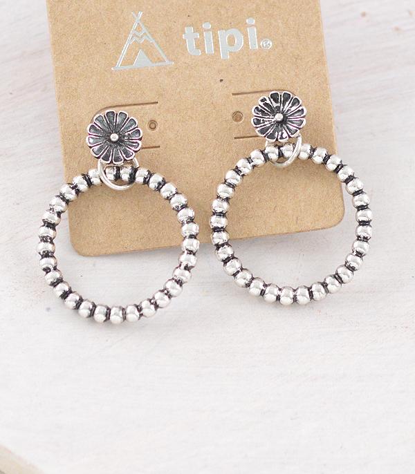 Avery Flower Post Beaded Hoop Earrings