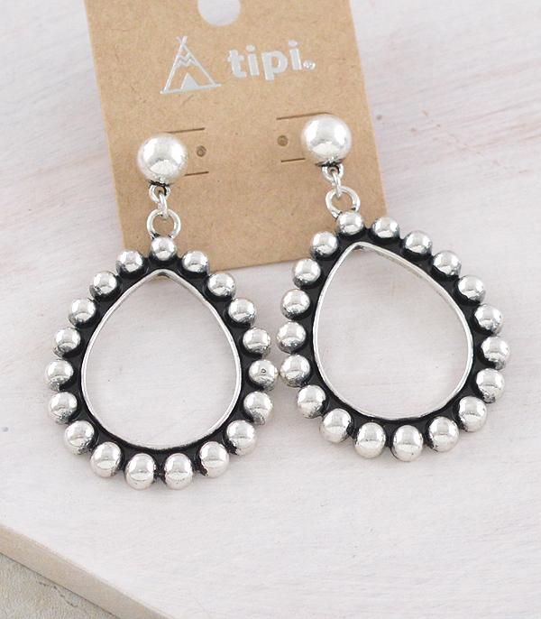 Charlotte Silver Bead Post Studded Drop Earrings