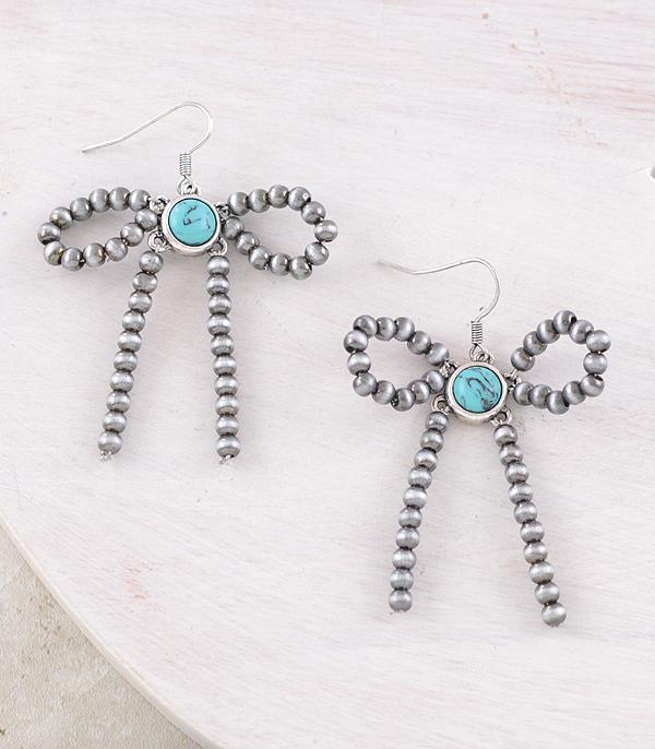 Bella Fashion 3mm Navajo & Turquoise Bow Earrings