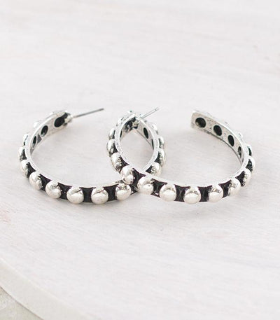 Avila Fashion  Studded Hoop Earrings - 1.5"